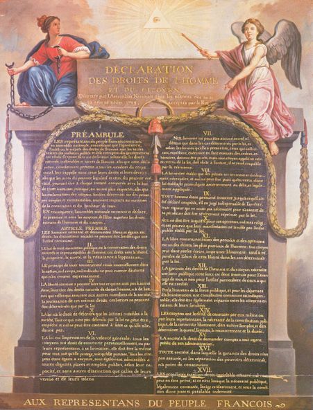 La déclaration des droits de l'homme et du citoyen du 26 aout 1789.